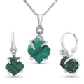 real raw malachite drop earrings and necklace set - polished raw