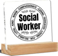 Social Worker Desk Decor Acrylic Plaque 4 x 4 in - Thoughtful Gift