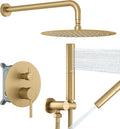 BESy Shower System with 10 in Round Rain Head and Handheld - Brushed