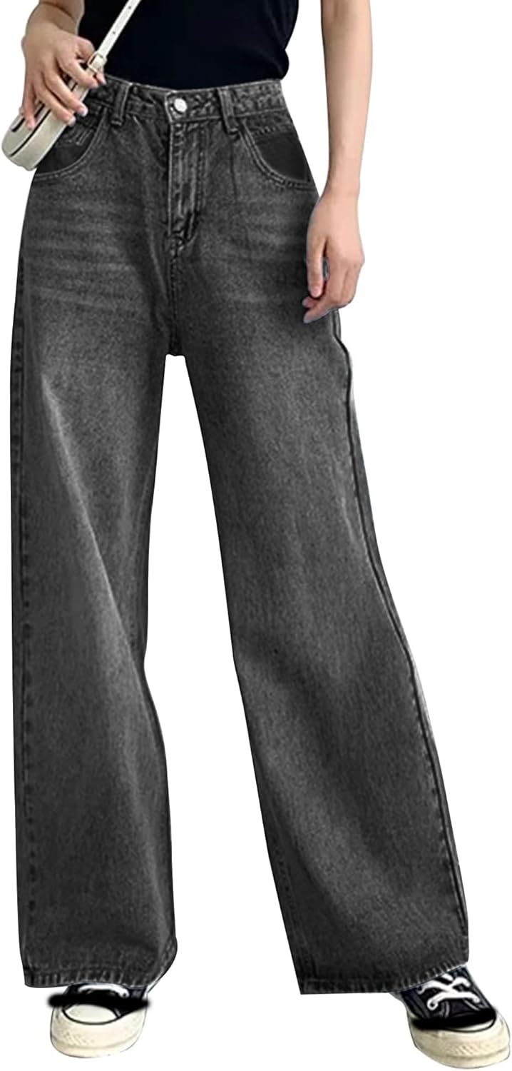 Baggy Wide Leg Jeans for Women - High Waisted Trendy Denim