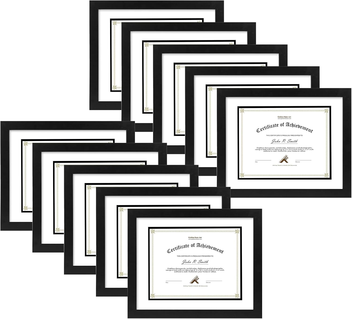 Elegant 11x14 Diploma Frame with Double Mat and Glass Front