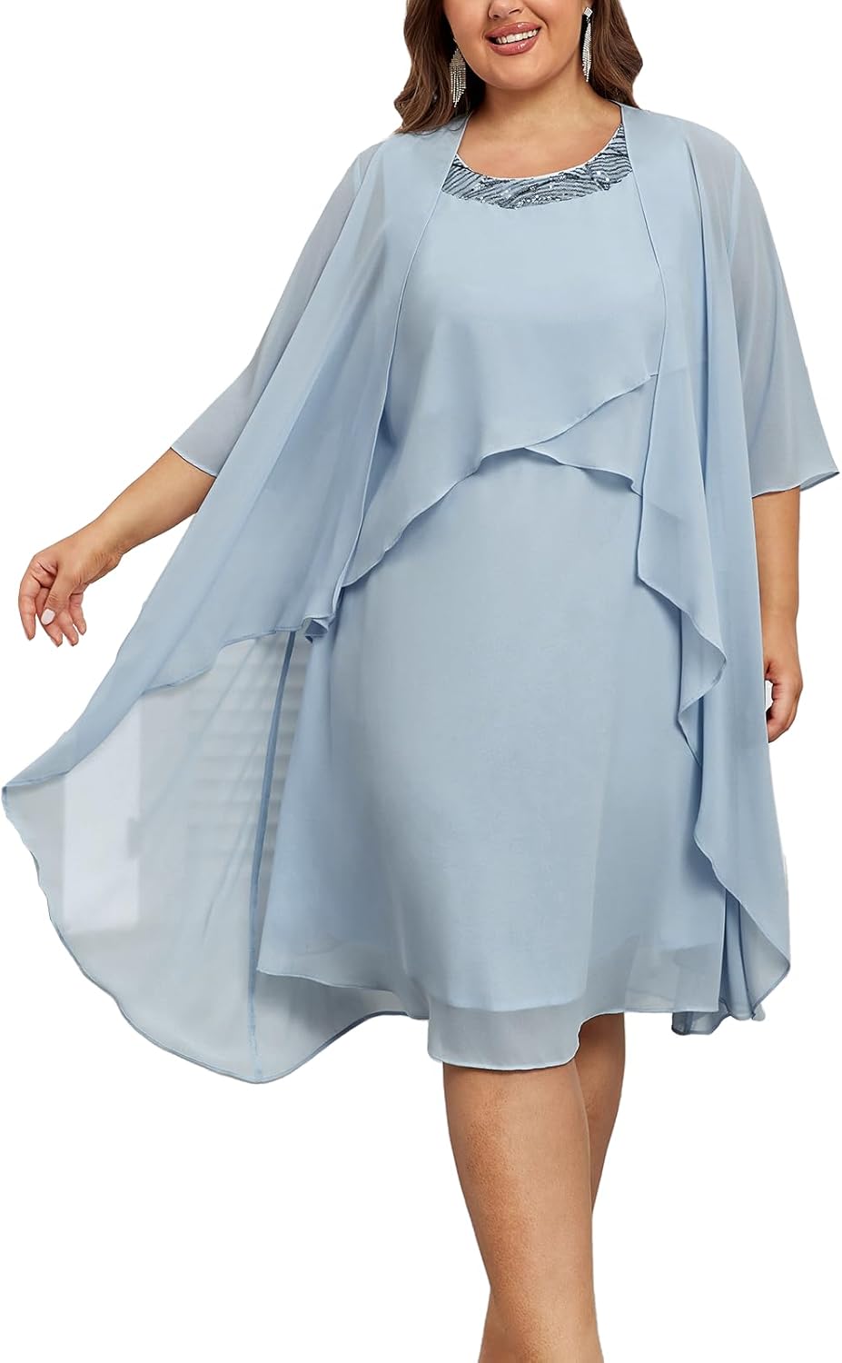 Plus Size 2 Piece Wedding Guest Dress with Jacket for Women