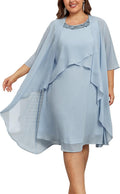 Womens Plus Size Dress with Jacket - Flowing 2-Piece Mother