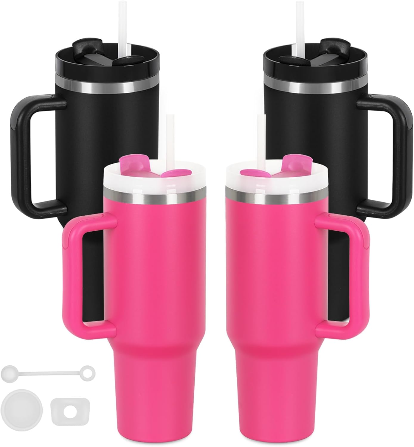 40 Oz Tumblers with Handle Bulk - Double Wall Insulated Set