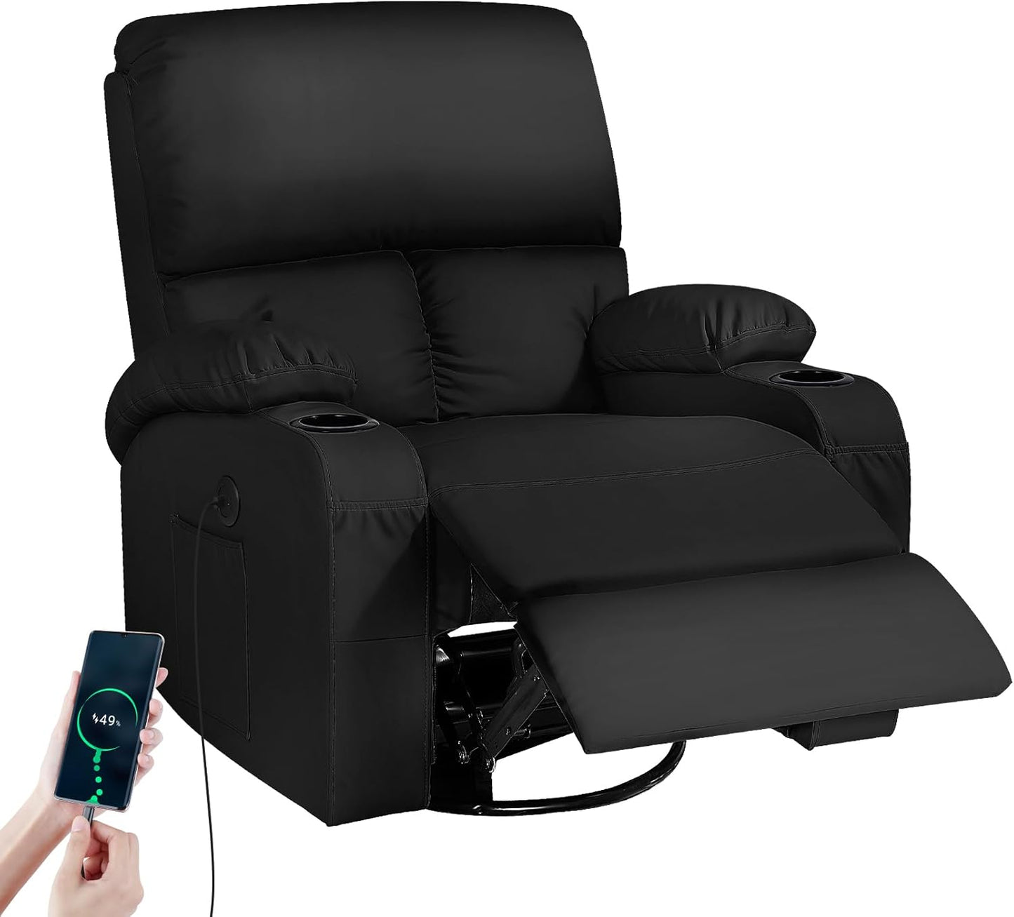 Rocking Recliner Chair with Massage, Heat, and USB Ports