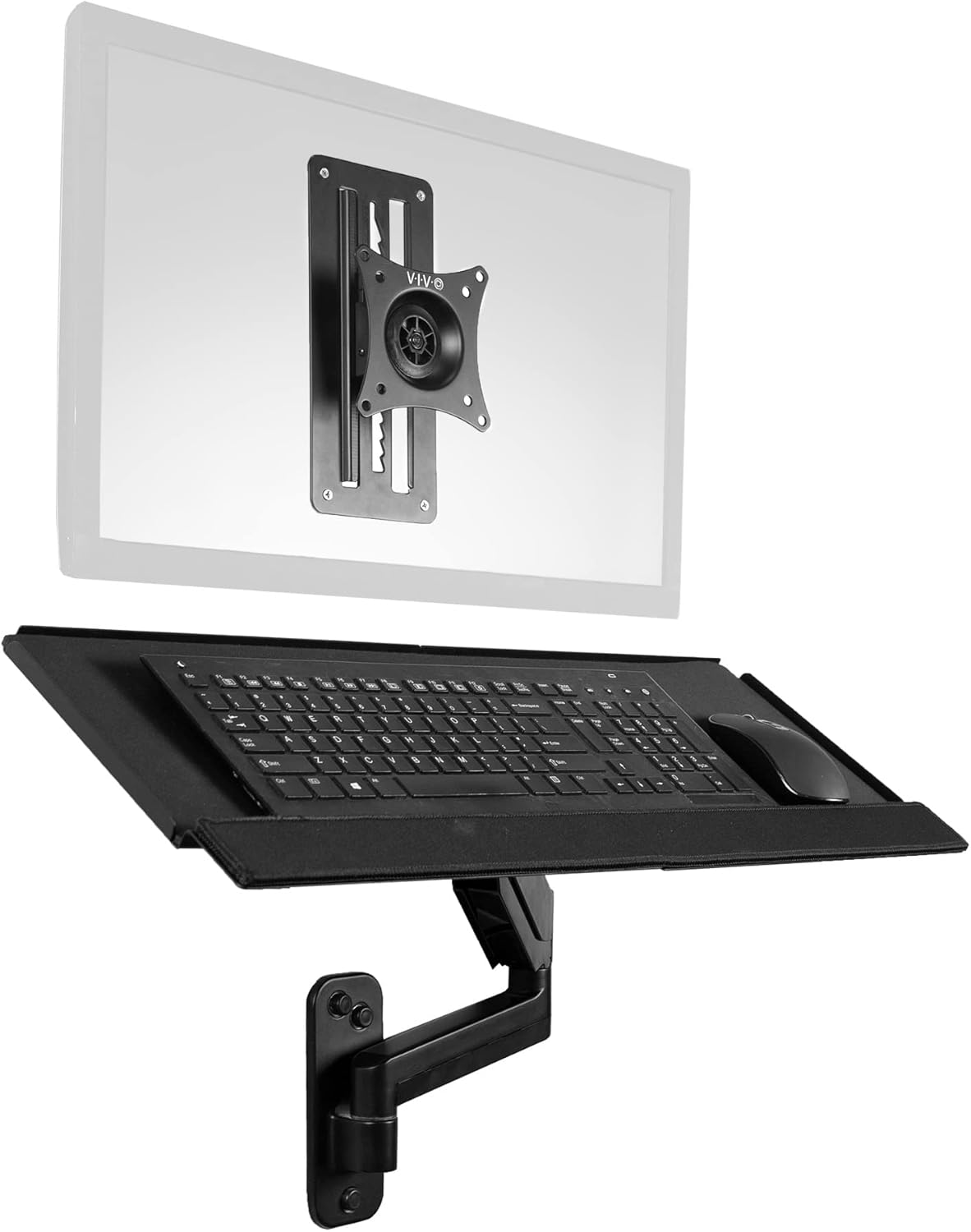VIVO Sit-Stand Wall Mount with Keyboard Tray - Height Adjustable for Ultimate Comfort