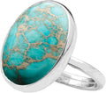 Women's Natural Amazonite 925 Sterling Silver Oval Ring - Anti-Tarnish