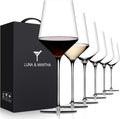 Red Wine Glasses Set of 6 Premium Crystal - Thin Rim, Hand Blown
