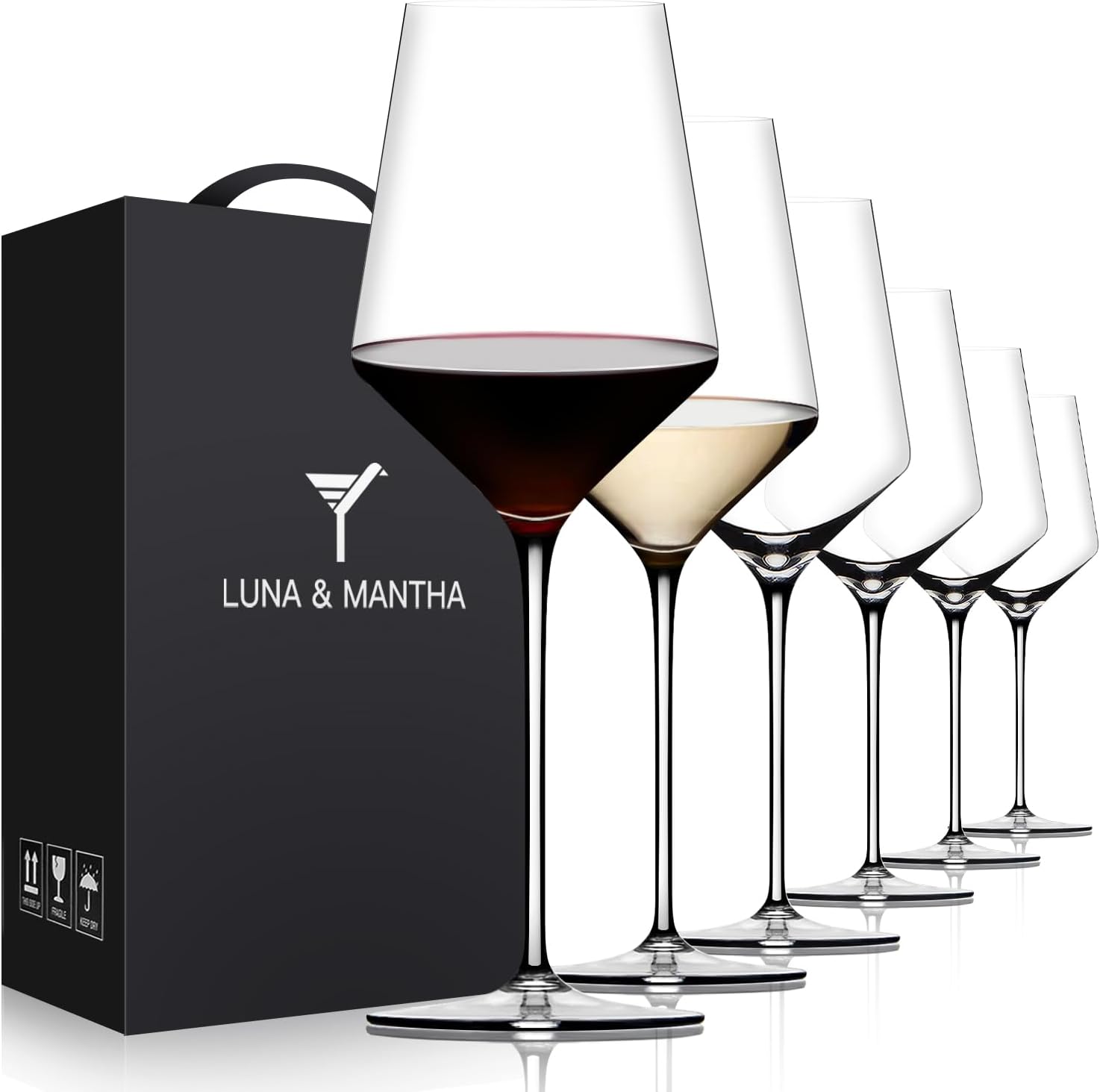Premium Hand Blown Red Wine Glasses Set of 6 for Any Occasion