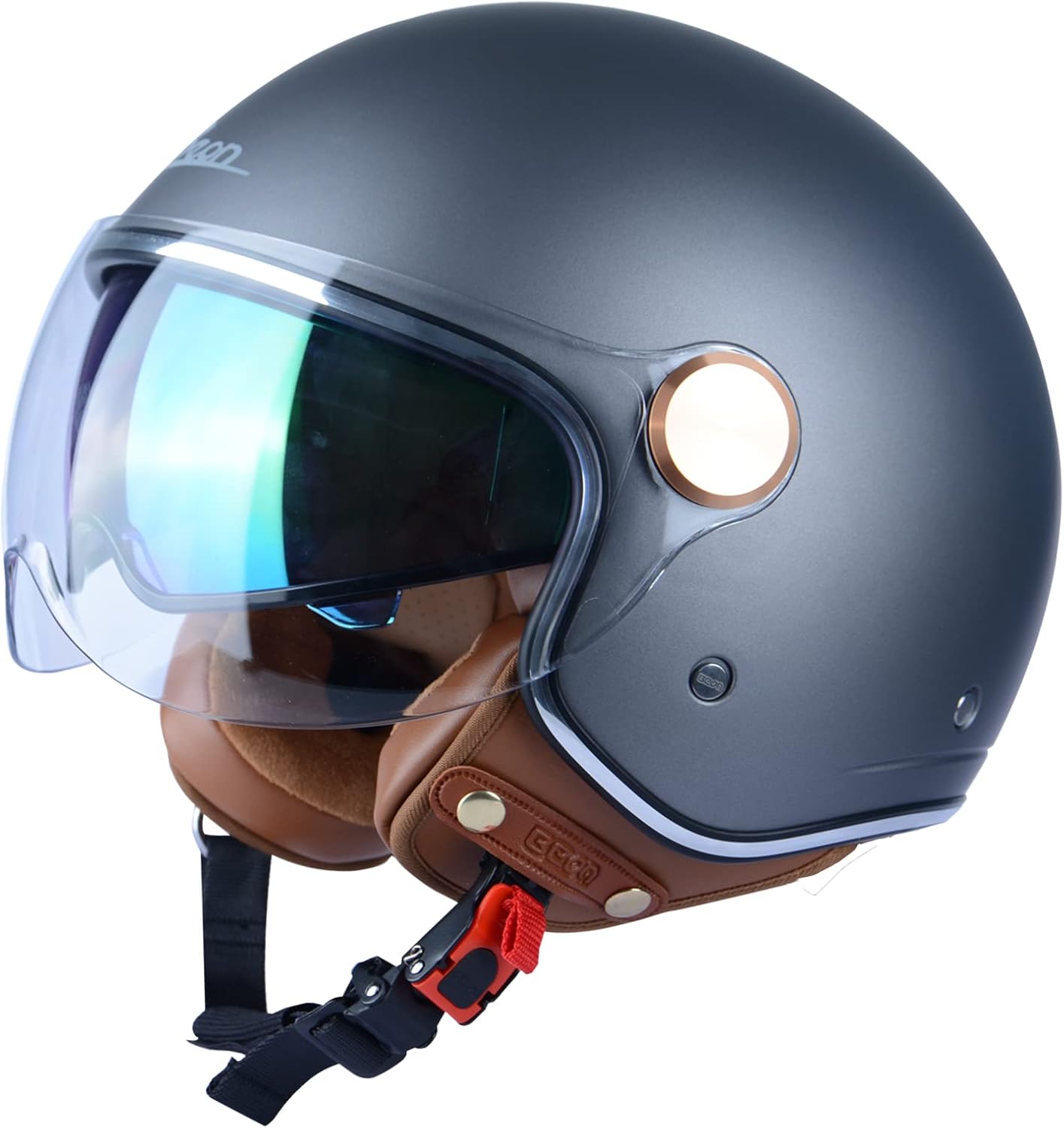 Open Face Motorcycle Helmet for Adults, DOT Approved Retro Style