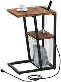 Heybly Side Table C Shaped Nightstand with Charging Station - Small
