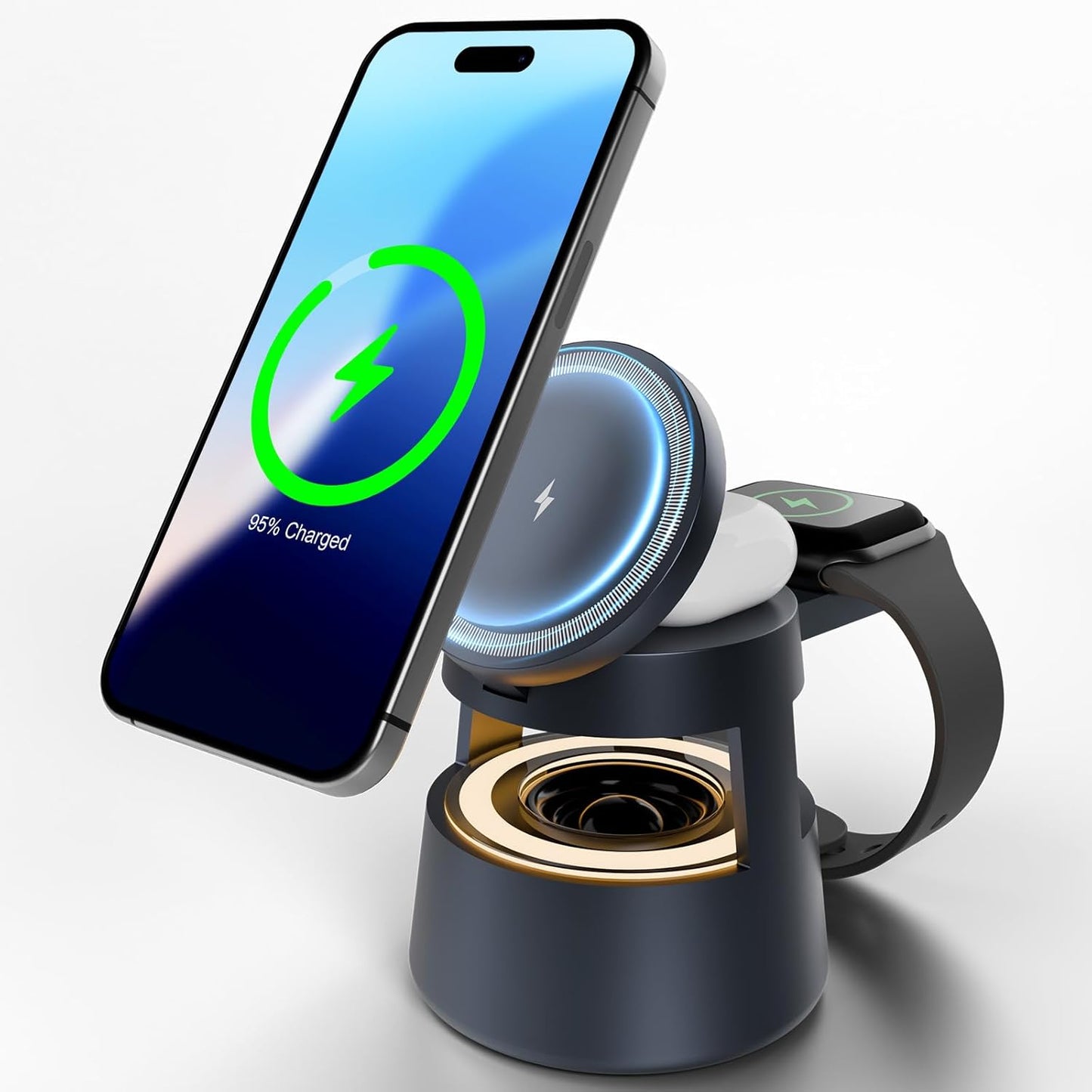 SMILE STATION: 5in1 Travel Charger for iPhone, Apple Watch, AirPods - Wireless & Magnetic!
