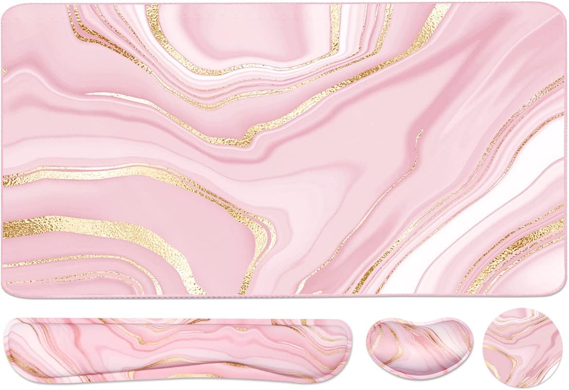 Memory Foam Ergonomic Desk Set - Pink Gold