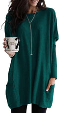 Long Sleeve Pullover Tunic Tops for Women - Casual Sweatshirt Dress