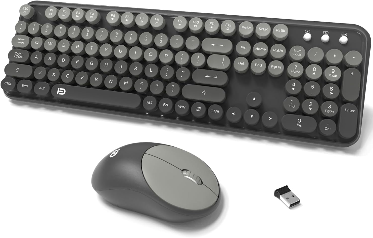 Wireless Keyboard and Mouse Combo with Retro Typewriter Design