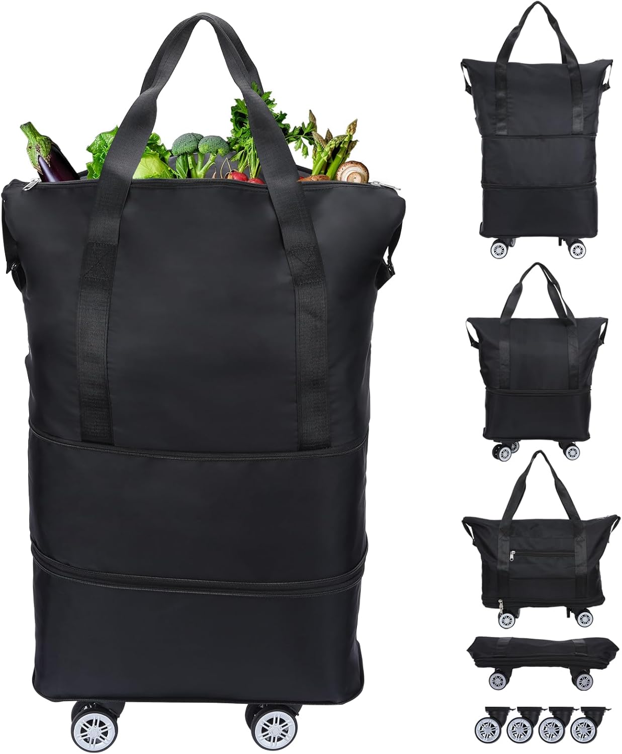 Reusable Grocery Bag on Wheels for Shopping and Travel Needs