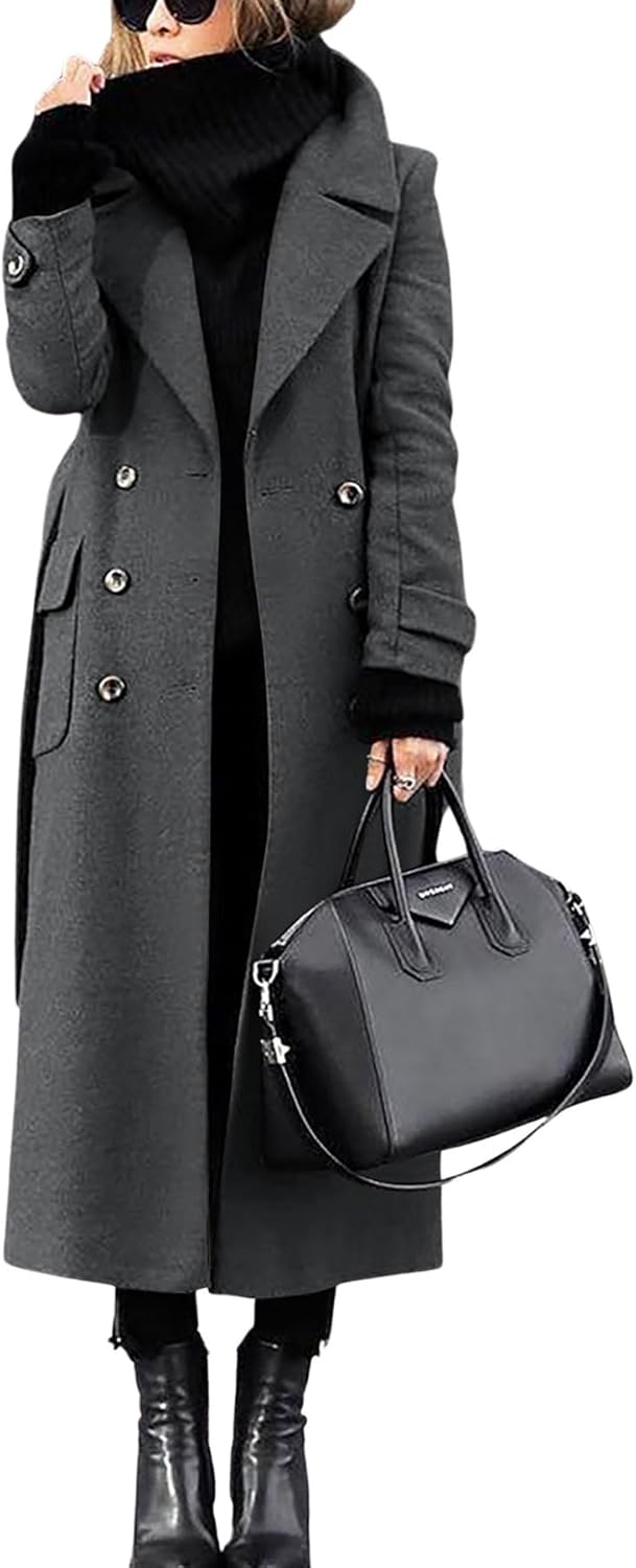 Chouyatou Women's Winter Double Breasted Wool Coat for Style