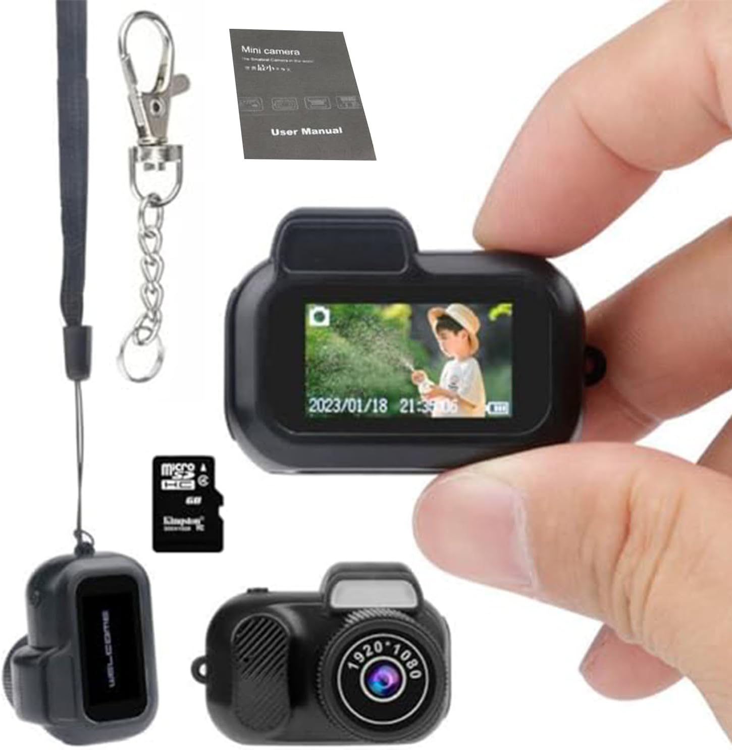 Keychain Camera, World's Smallest 1080P HD Mini Camera for Kids