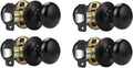 Probrico Door Knobs Interior Passage Black 4 Pack - Durable, Modern