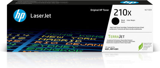 HP 210X High-Yield Black Toner | For Laserjet Pro 4201 & MFP 4301 | W2100X