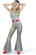 Disco Jumpsuit for Women 70s 80s Prom Sparkle Flare - Retro Party