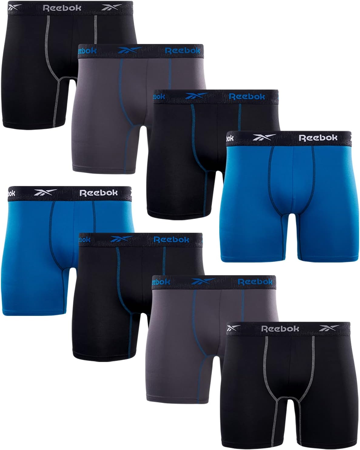 Reebok Men's Boxer Briefs - 8 Pack Soft Performance Underwear