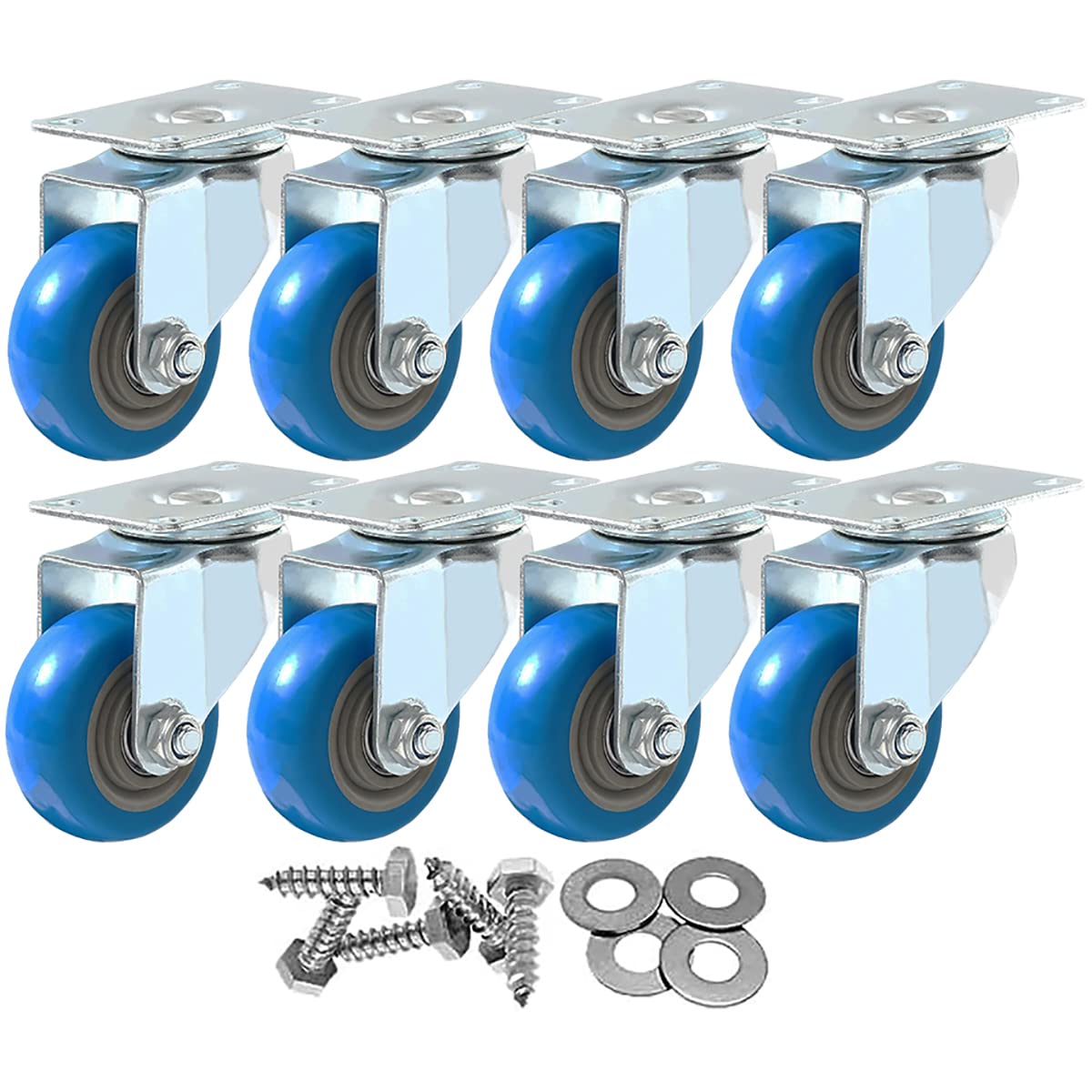 8 Pack 3 Inch Combo Caster Swivel Plate Heavy Duty Wheels