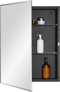 Black Bathroom Medicine Cabinet with Beveled Mirrored Door 20 x 26 in