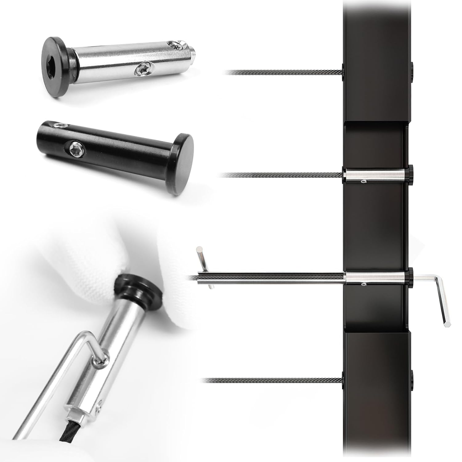Muzata 10 Pairs Black Swageless Invisible Cable Railing Kit