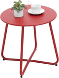 Outdoor Side Table Red Round Metal Patio End Table - Compact Pop