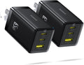 65W USB C Charger 2-Pack - Compact 3-Port Fast USB-C Charger