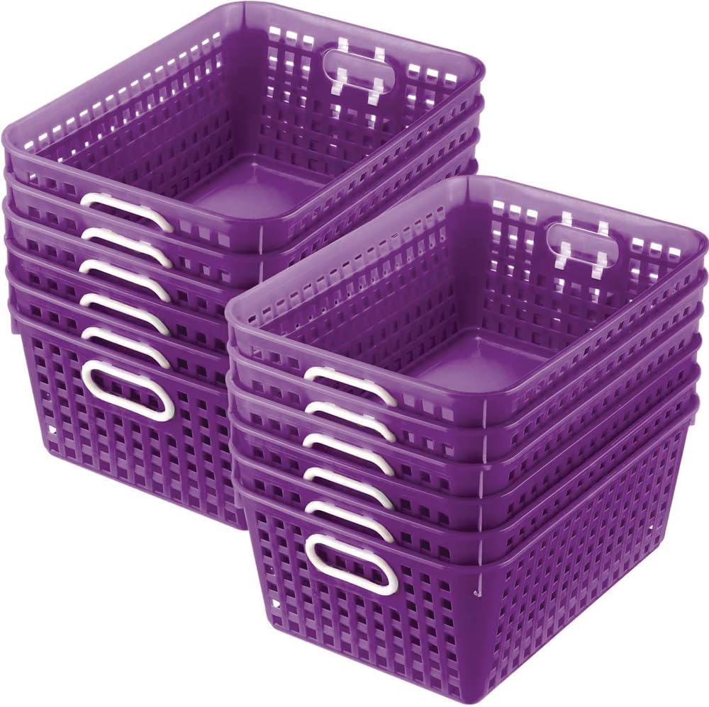 Large Plastic Book Baskets for Classroom and Home Organization