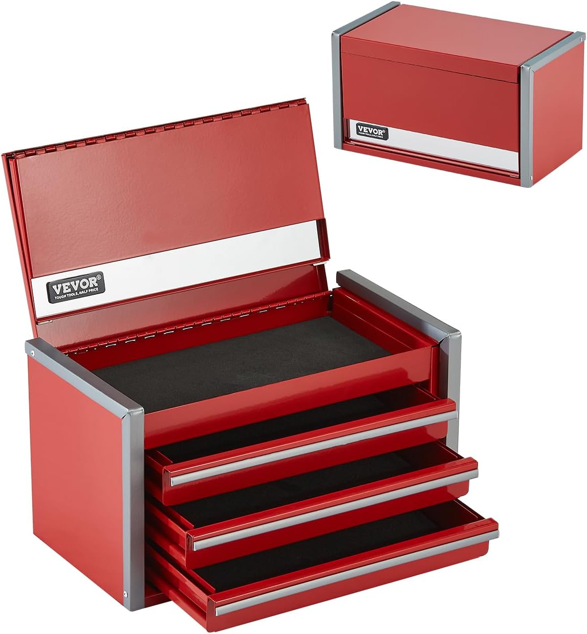 VEVOR Metal Tool Box - Portable 8.6-inch Heavy-Duty Storage