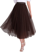 Womens Tulle Skirts Midi Elastic High Waist Pleated Mesh (Style GT46)