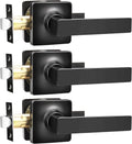 Matte Black Passage Door Handles Square Interior Lever - Modern Fit
