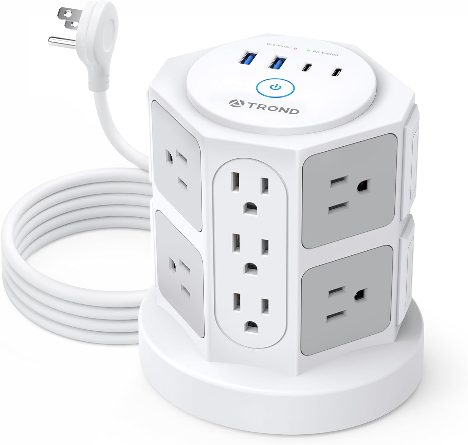 TROND Tower Surge Protector with 14 Outlets & 4 USB Ports