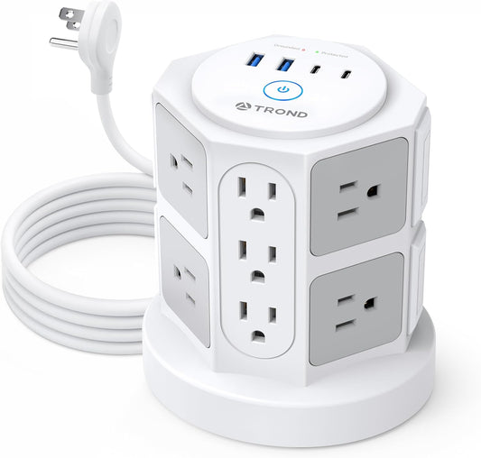 TROND Tower Surge Protector with 14 Outlets & 4 USB Ports