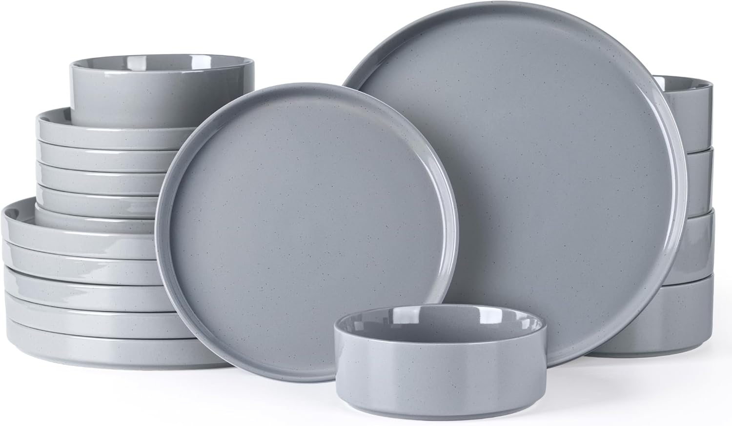 GBHOME Dinnerware Set for 6, 18 Piece Stoneware Plates & Bowls