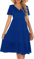 Womens Cotton Tiered Midi Dress - Flattering V-Neck Ruffle