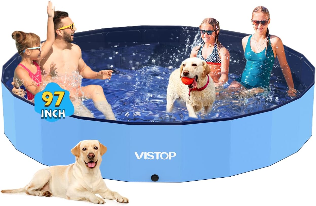 VISTOP Jumbo Foldable Dog Pool for Pets and Kids Fun