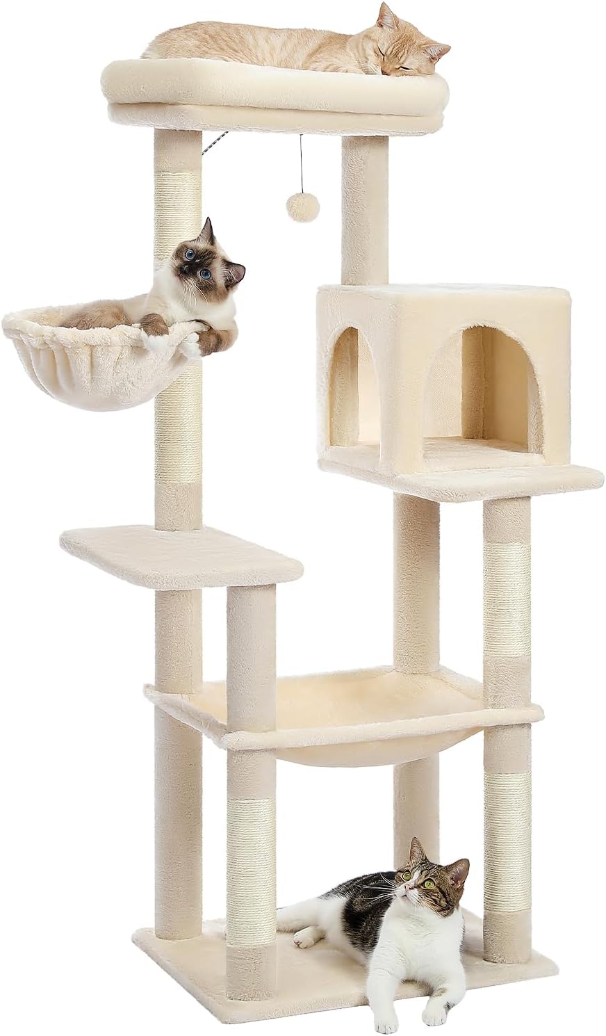 PAWZ Road Cat Tree 56 Inches Tower Condo with Large Perch
