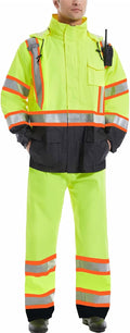 Hi Vis Reflective Rain Jacket for Men - Class 3 Waterproof Safety