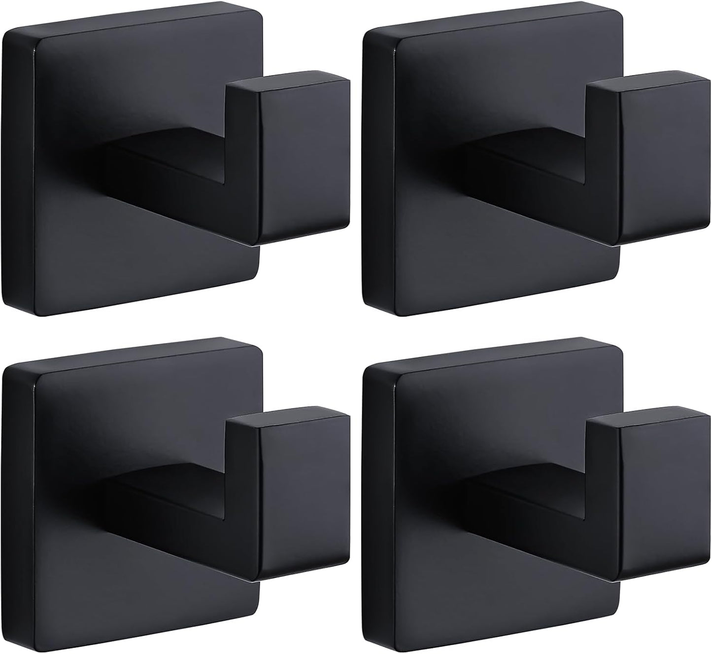 Matte Black Towel Hooks for Bathrooms - Heavy Duty 4 Pack