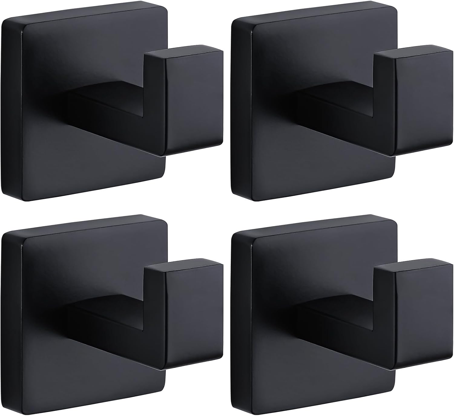 Matte Black Towel Hooks for Bathrooms - Heavy Duty 4 Pack