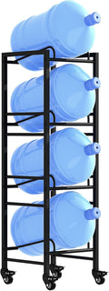 4 Tier 5 Gallon Water Jug Holder with Lockable Wheels - Space Saving
