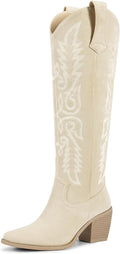 Wetkiss Womens Tall Cowboy Boots Knee High Pointed Toe - Comfortable