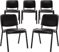 Stackable Conference Room Chairs Set of 5 - Comfortable PU Leather