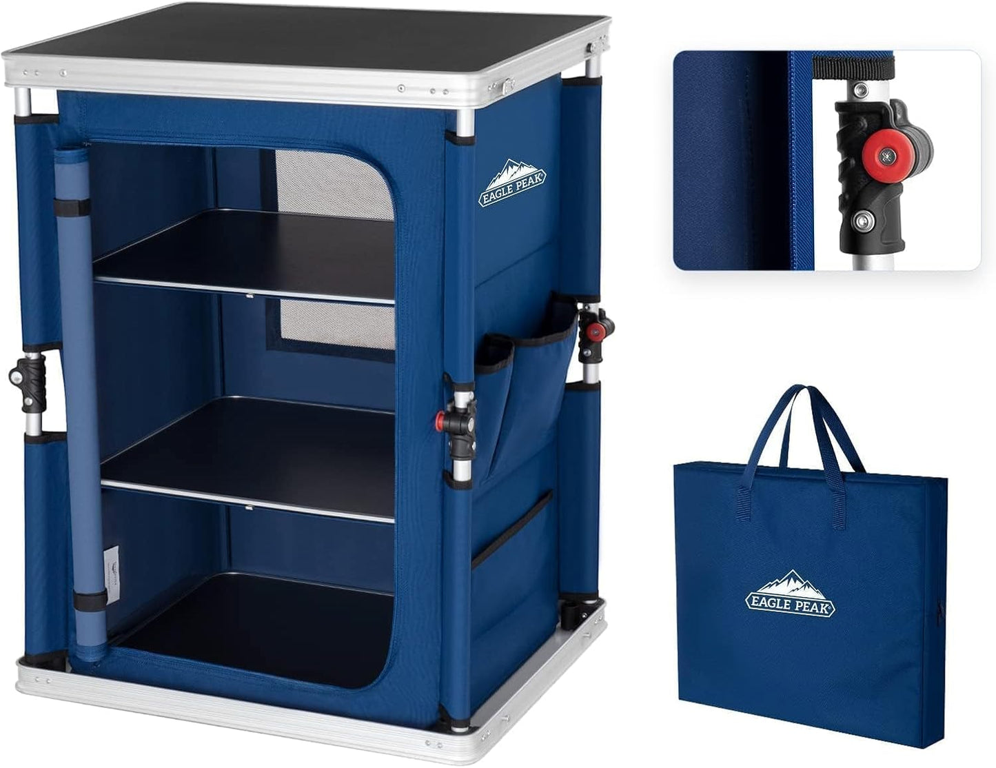 EAGLE PEAK Outdoor Folding Camping Table with 3-Tier Organizer