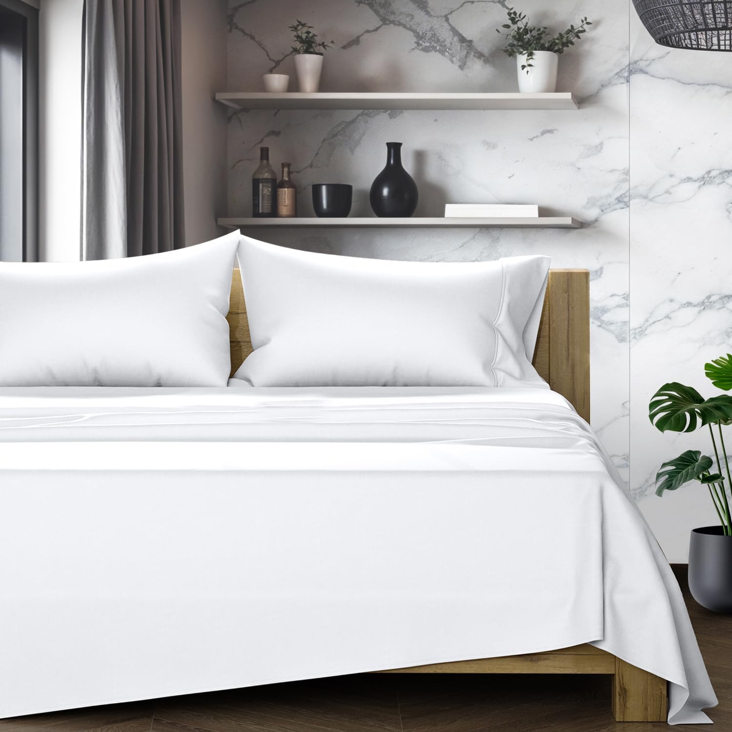 Luxurious 100% Egyptian Cotton King Size Sheets Set - 1200 TC