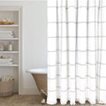Modern Farmhouse Tassel Shower Curtain 100% Cotton - Striped 72x72